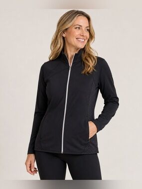 ELEVATE Sporty Women’s Black Full-Zip Athletic Jacket